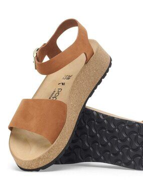 BIRKENSTOCK - PAPILLIO Glenda Nubuck Leather Pecan w/Ankle Strap Womens 8US NWT